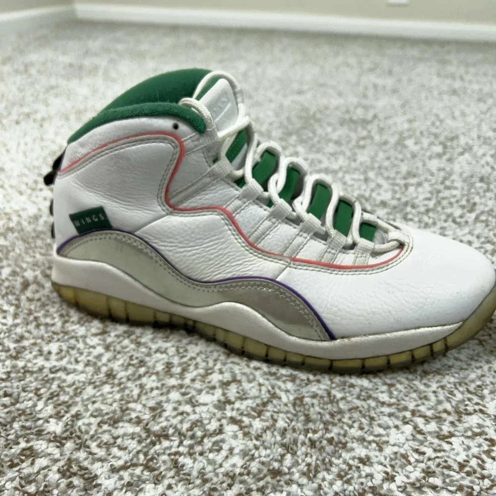 Jordan Air Jordan 10 Retro Wings Shoes Mens Size 9.5 White‎ Green Sneaker Sport
